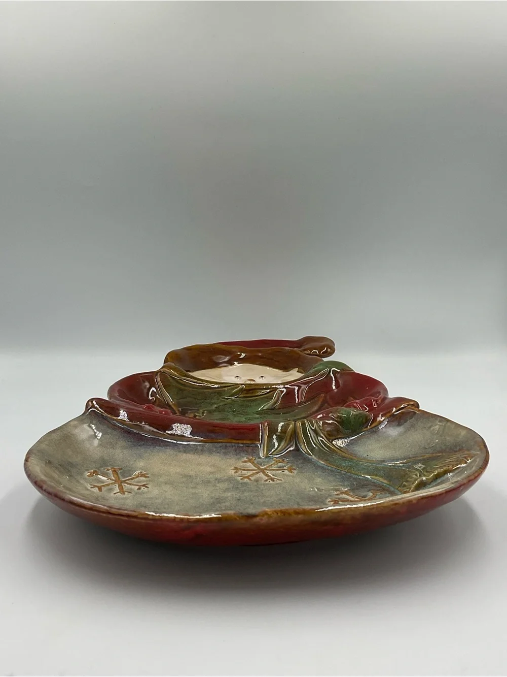 Target Home 2010 Holiday Stoneware Snowman - 3 Section Serving Tray